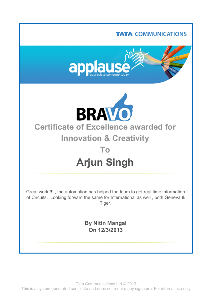 TCL Bravo Award - December 2013