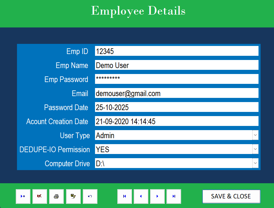 DEDUPE-IO Admin User Management - Role-based access control
