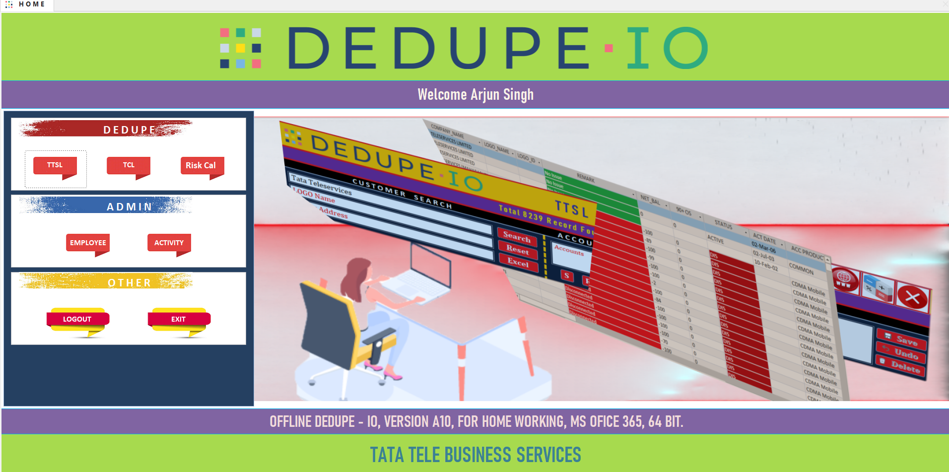 DEDUPE-IO Dashboard Overview - Centralized control panel with modules