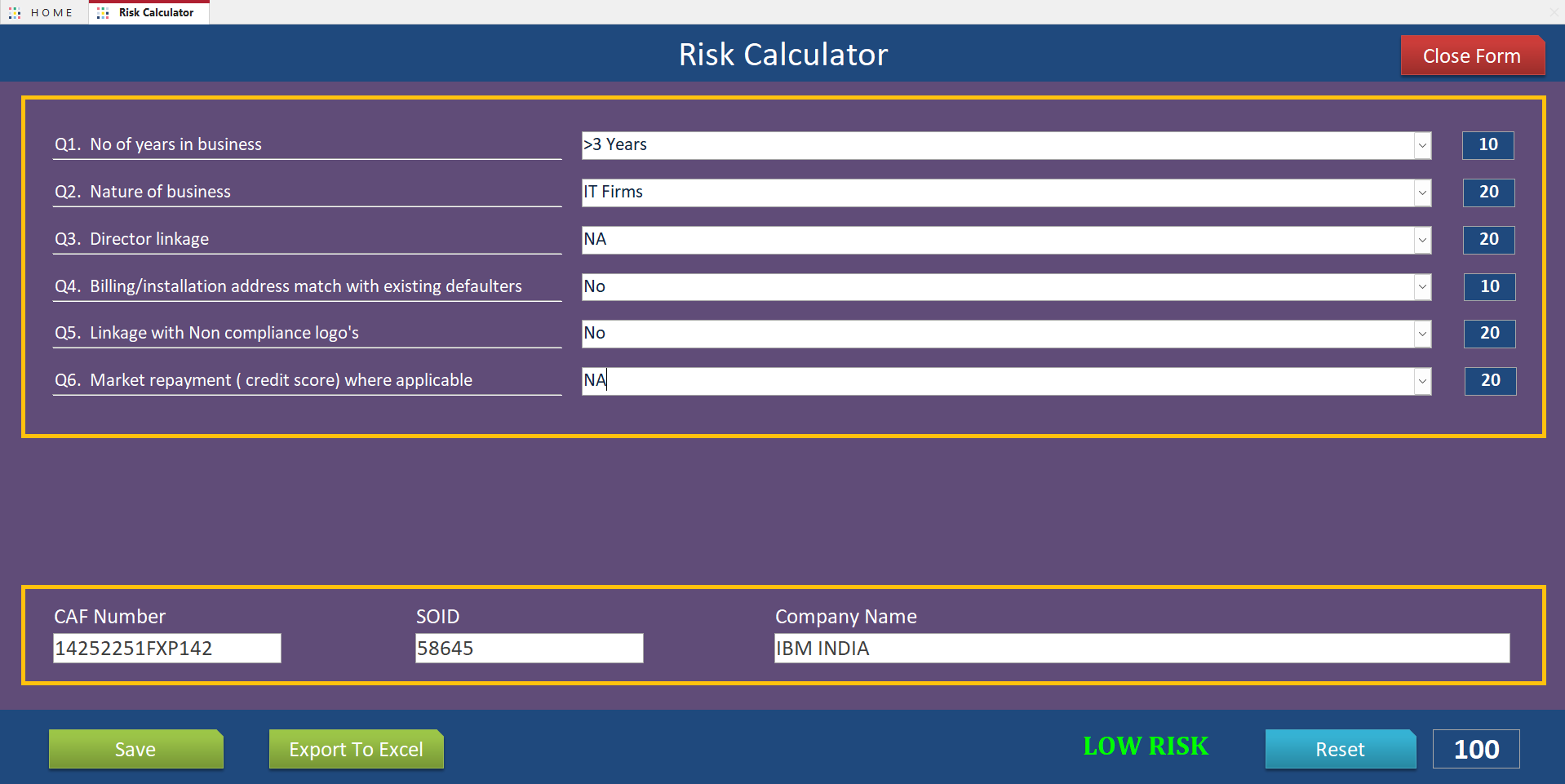 DEDUPE-IO Risk Assessment - Weighted scoring with eligibility signals