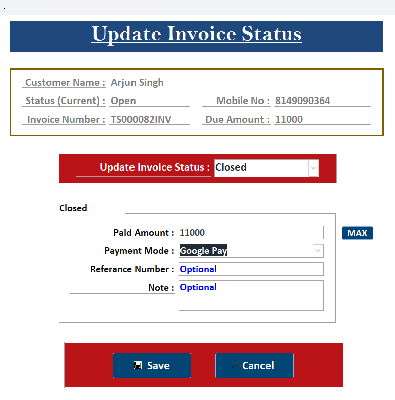 Technosoft LMS Invoice Status - Order status management