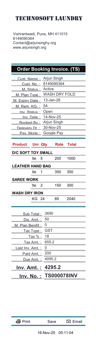 Technosoft LMS Customer Invoice - GST compliant billing