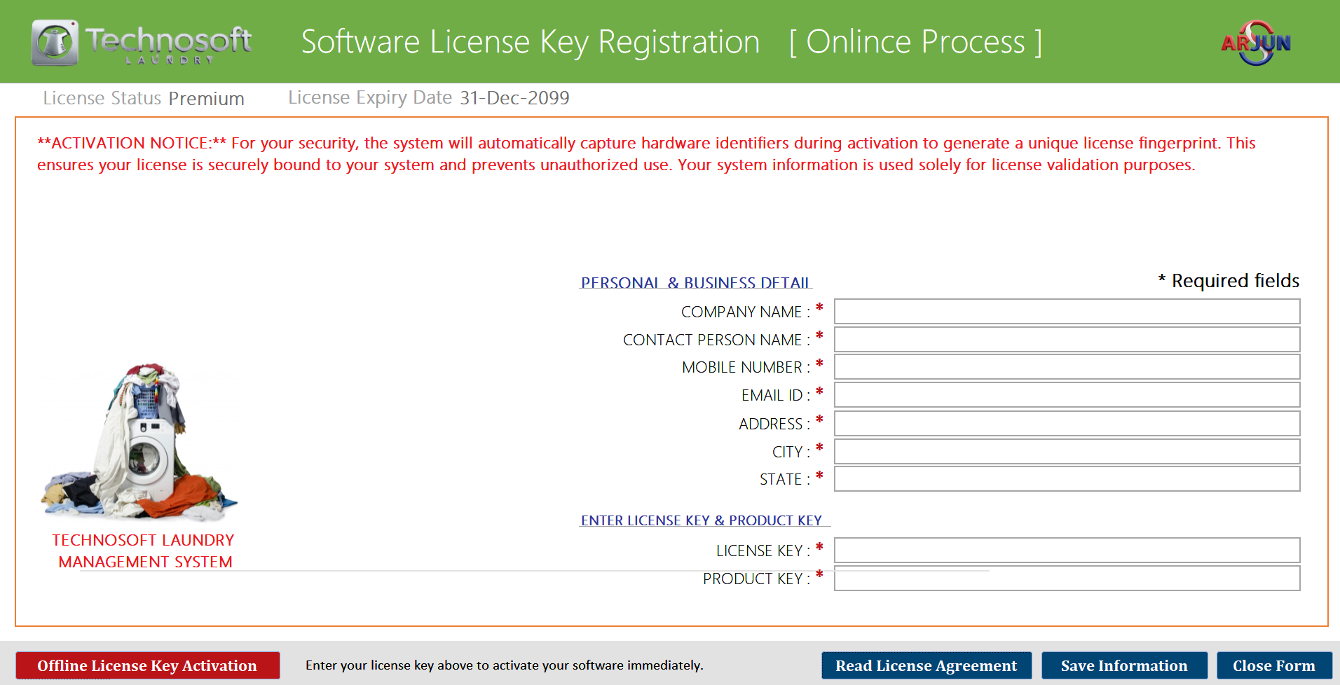 Technosoft LMS Online License Activation - Secure licensing system