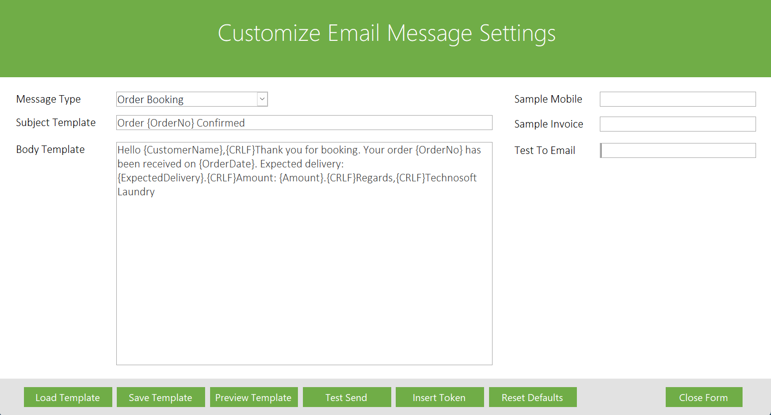 Technosoft LMS Email Message Settings - Customizable email templates